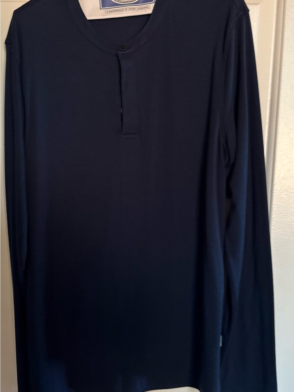 Alfani Navy Long-Sleeve Henley Shirt